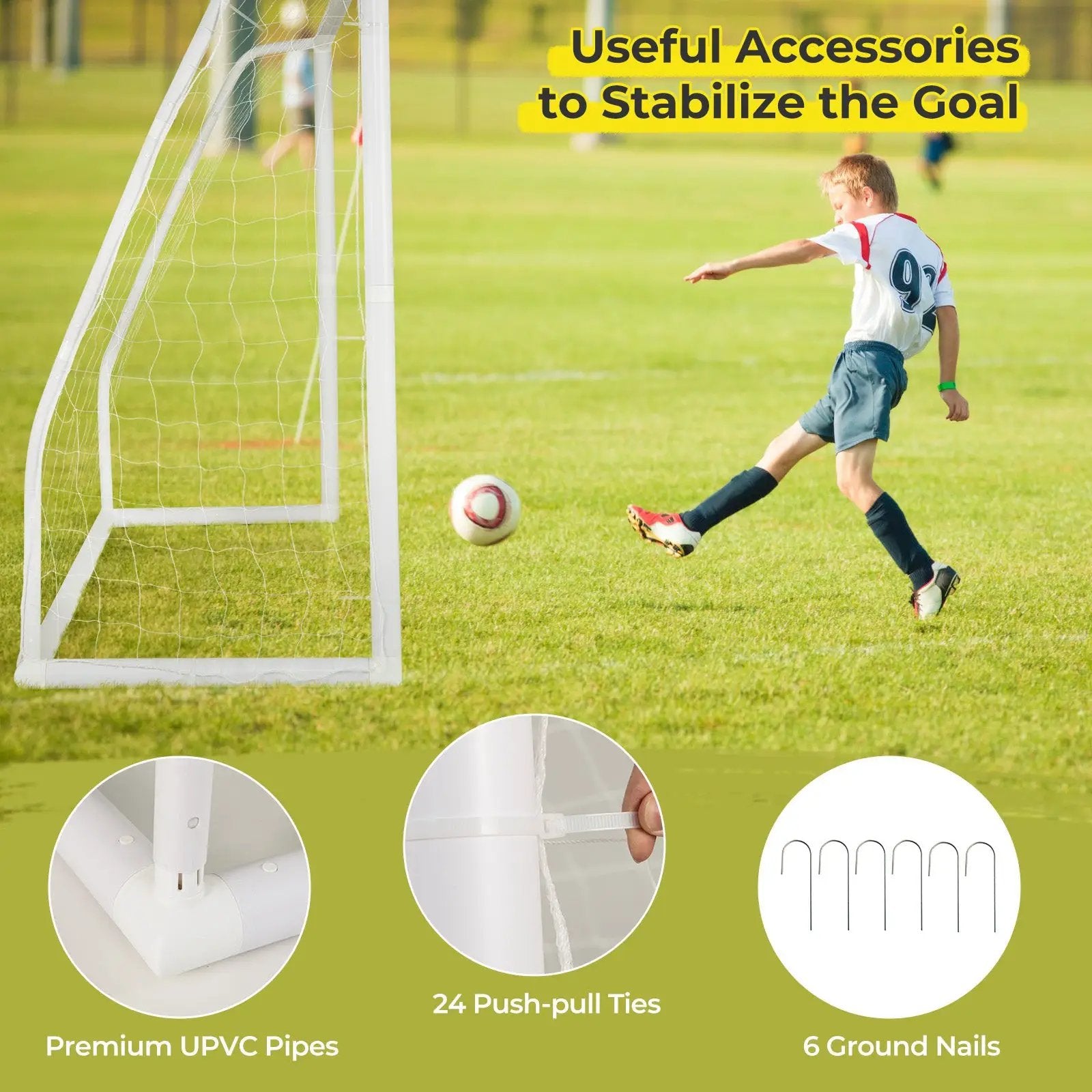 8' x 6' Soccer Goal with Ground Stakes and Soccer Cones by DirectDeals