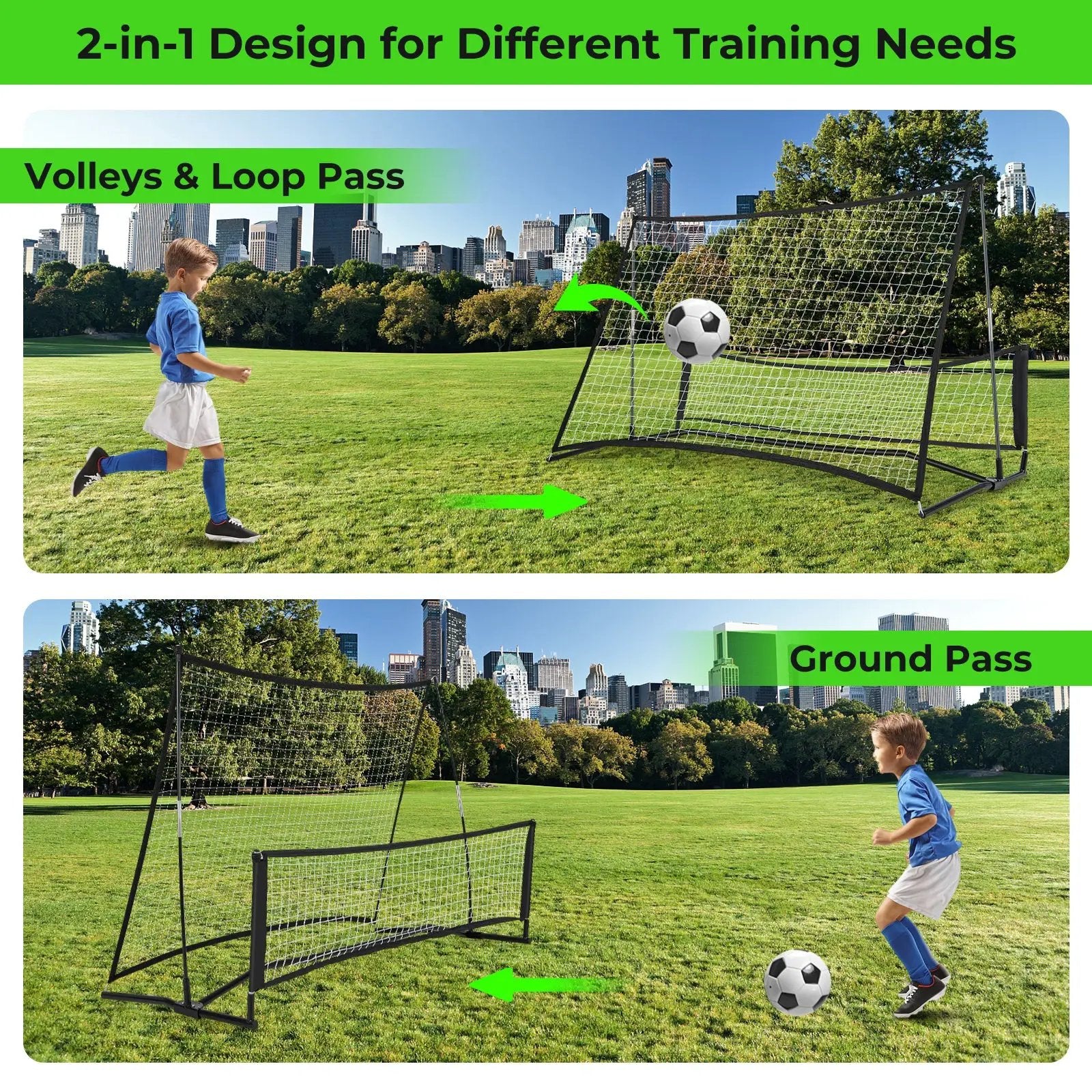 2-in-1 Portable Soccer Rebounder Net with Carrying Bag by DirectDeals