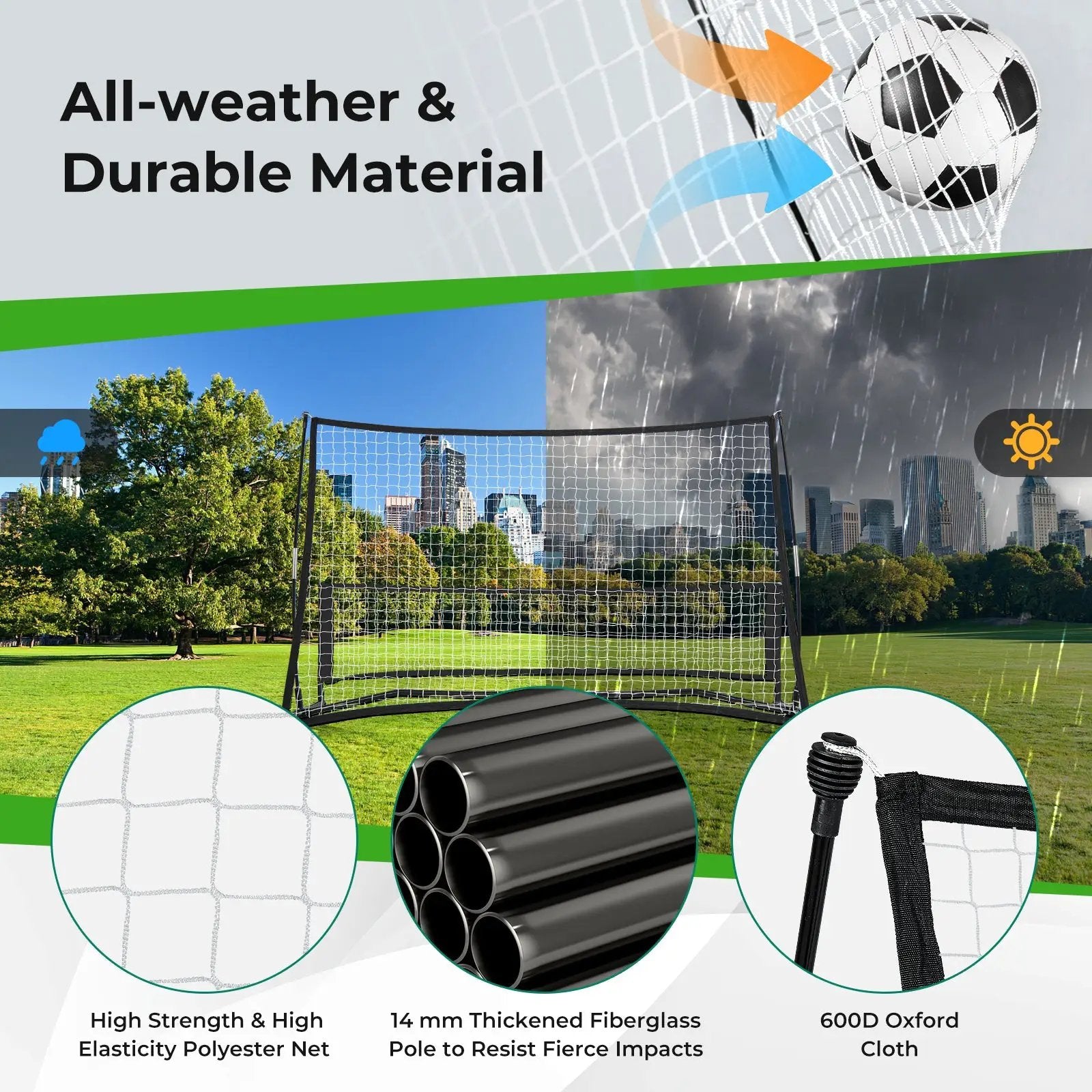 2-in-1 Portable Soccer Rebounder Net with Carrying Bag by DirectDeals