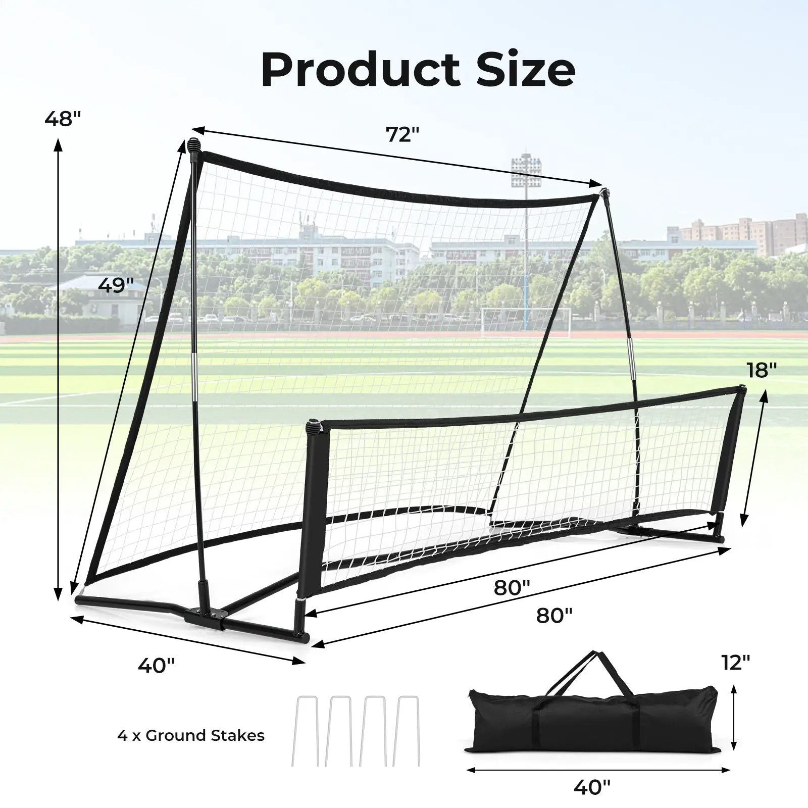 2-in-1 Portable Soccer Rebounder Net with Carrying Bag by DirectDeals
