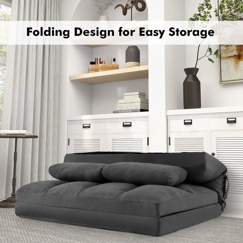 Floor Sofa Bed with 6 Positions Adjustable Backrest Skin-friendly Velvet Cover by DirectDeals