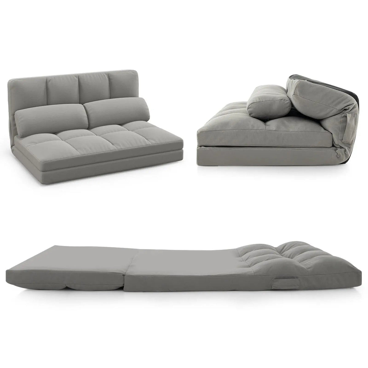 Floor Sofa Bed with 6 Positions Adjustable Backrest Skin-friendly Velvet Cover, photo 8 of 16