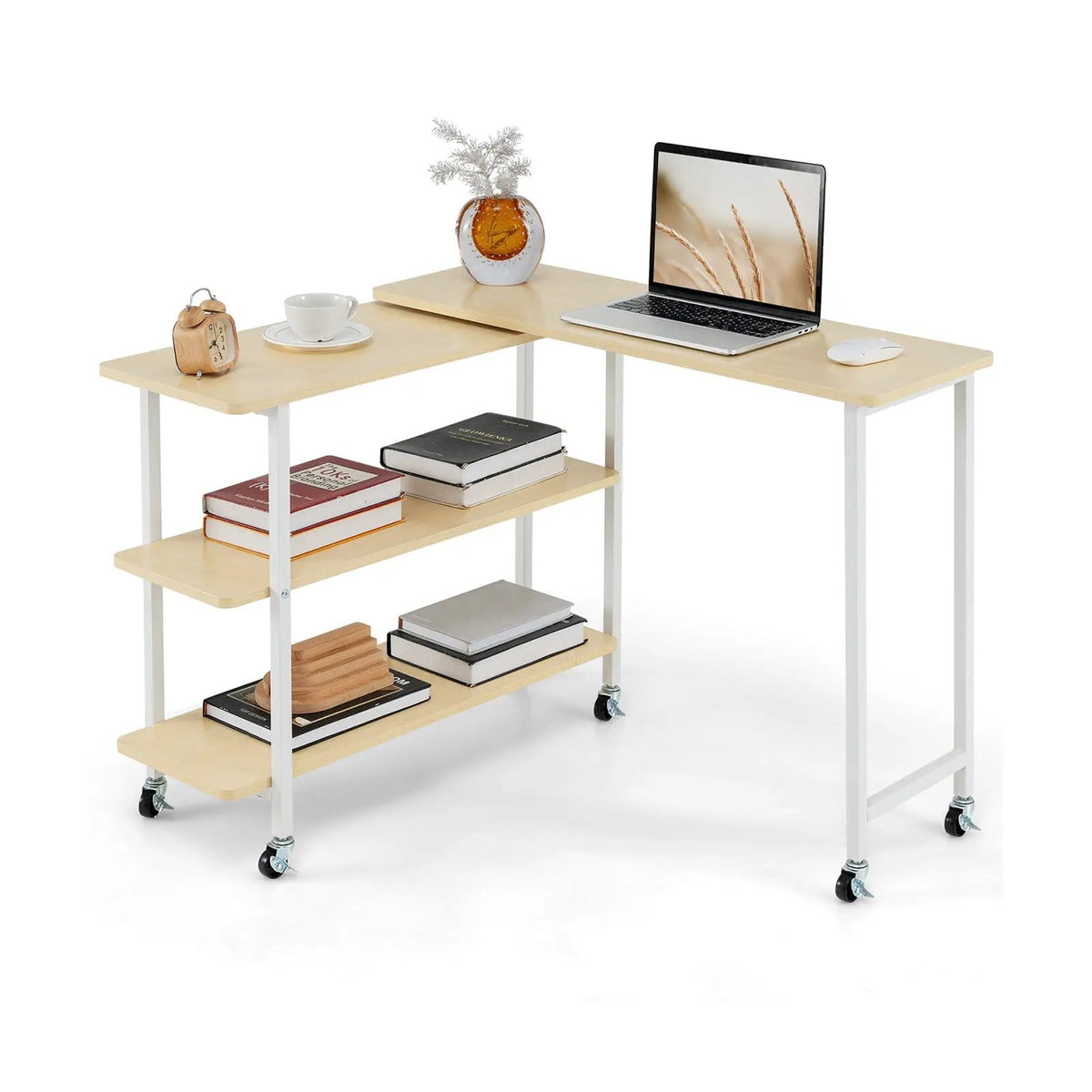 360° Rotating Sofa Side Table with 2-Tier Storage Shelves, photo 10 of 11