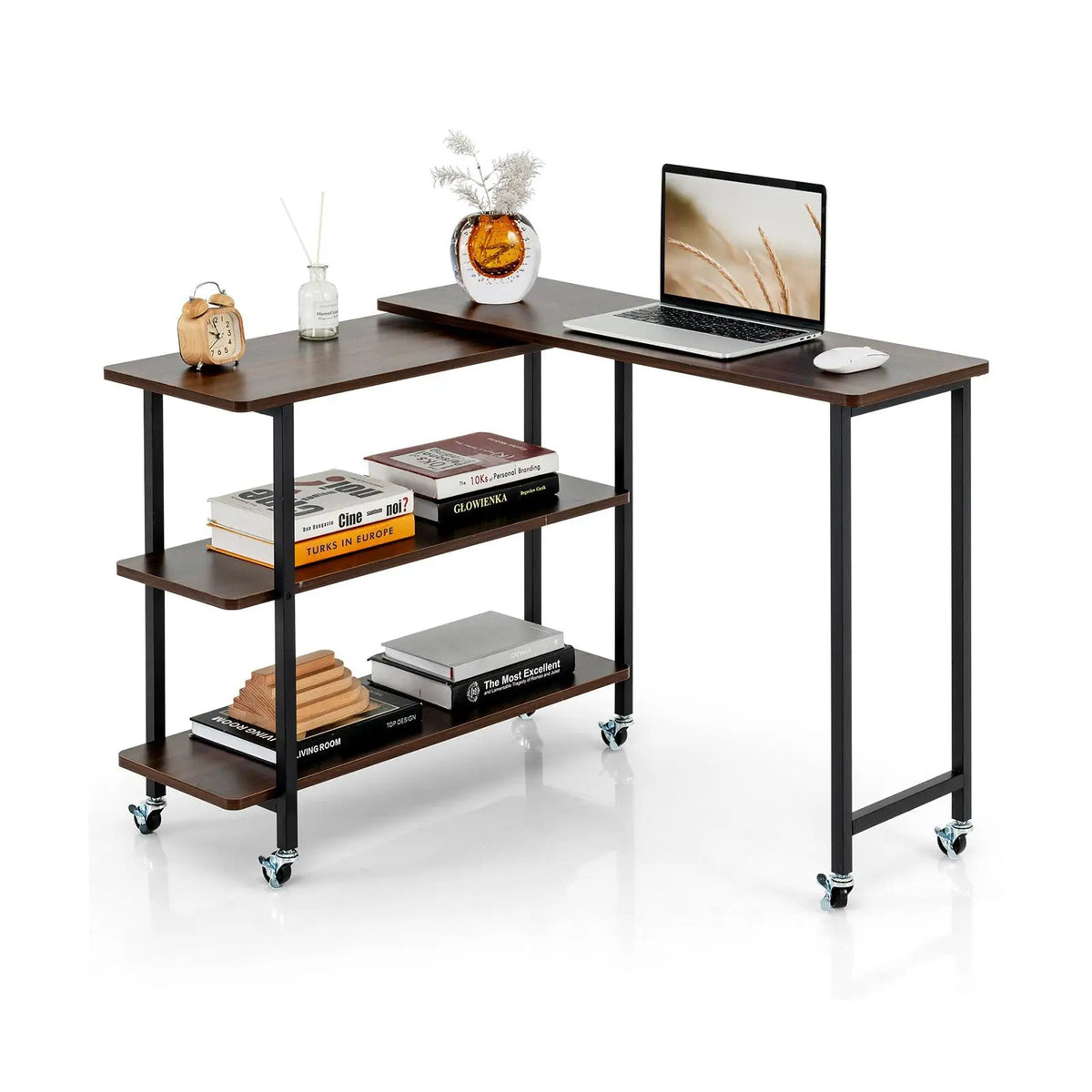 360° Rotating Sofa Side Table with 2-Tier Storage Shelves, photo 11 of 11