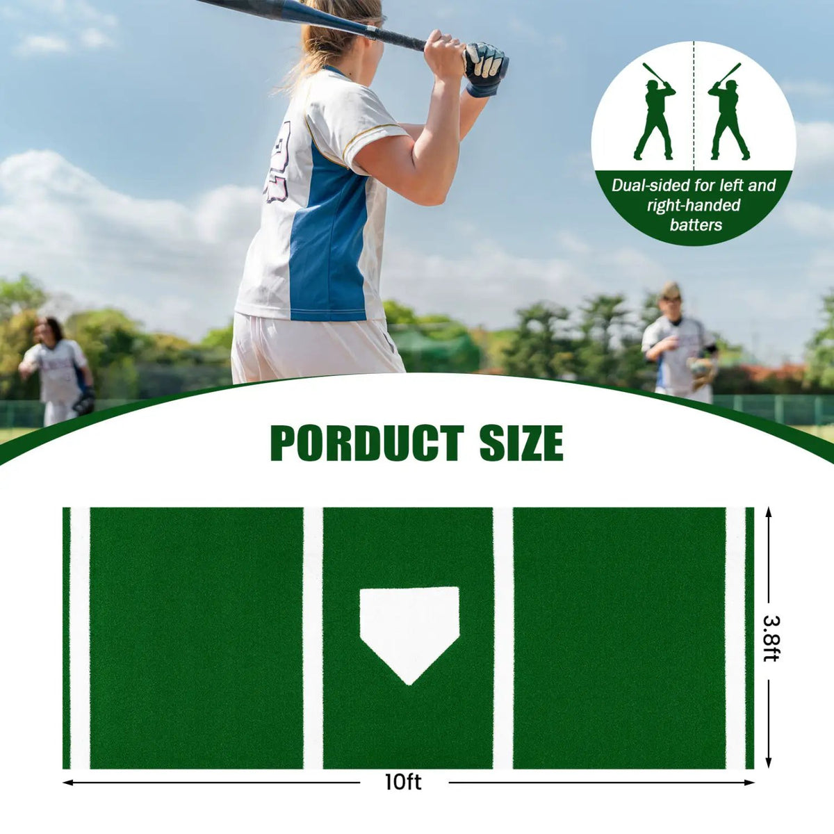 Softball Pitching Mat 10 x 3 Feet Softball Training Aid, photo 8 of 16