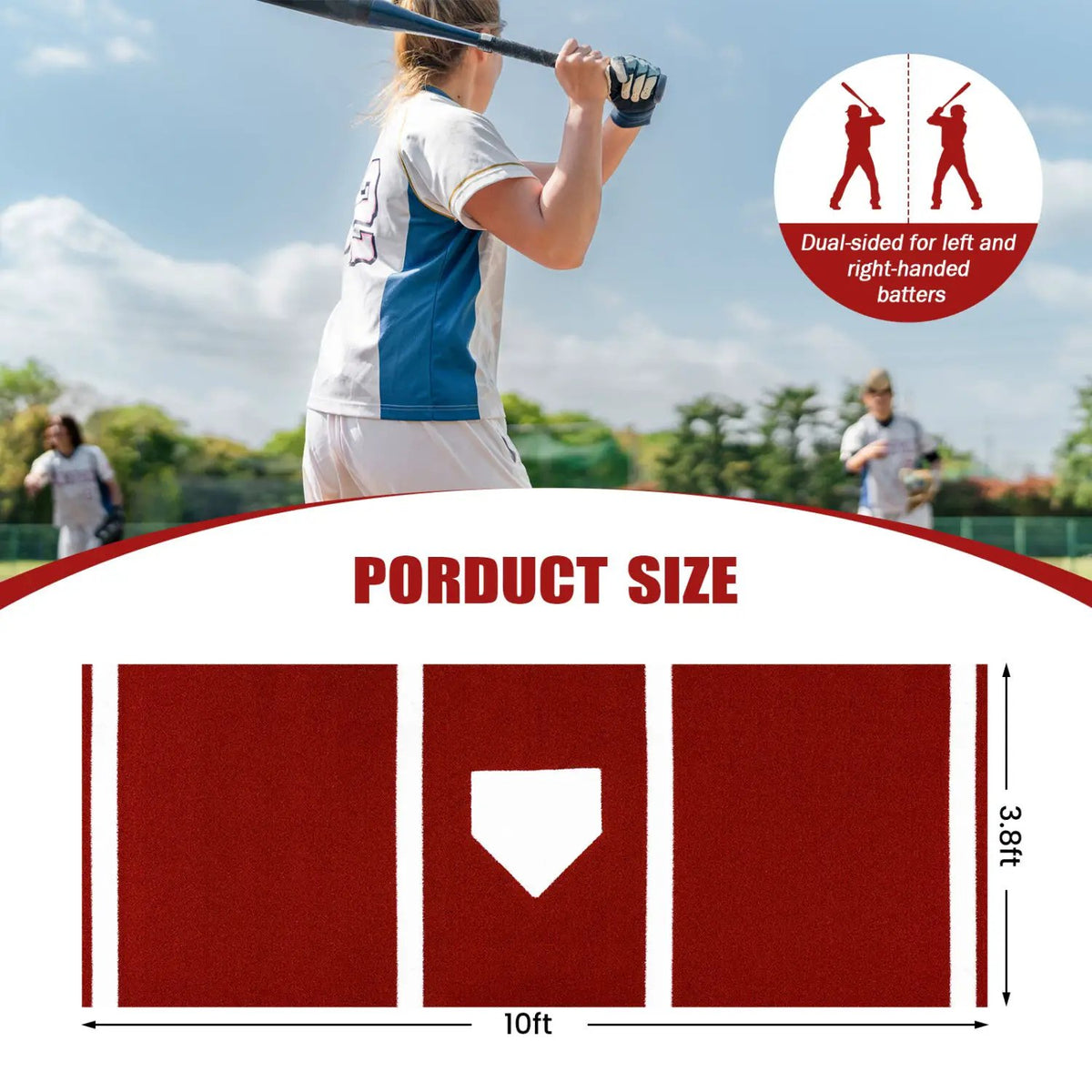 Softball Pitching Mat 10 x 3 Feet Softball Training Aid, photo 7 of 16