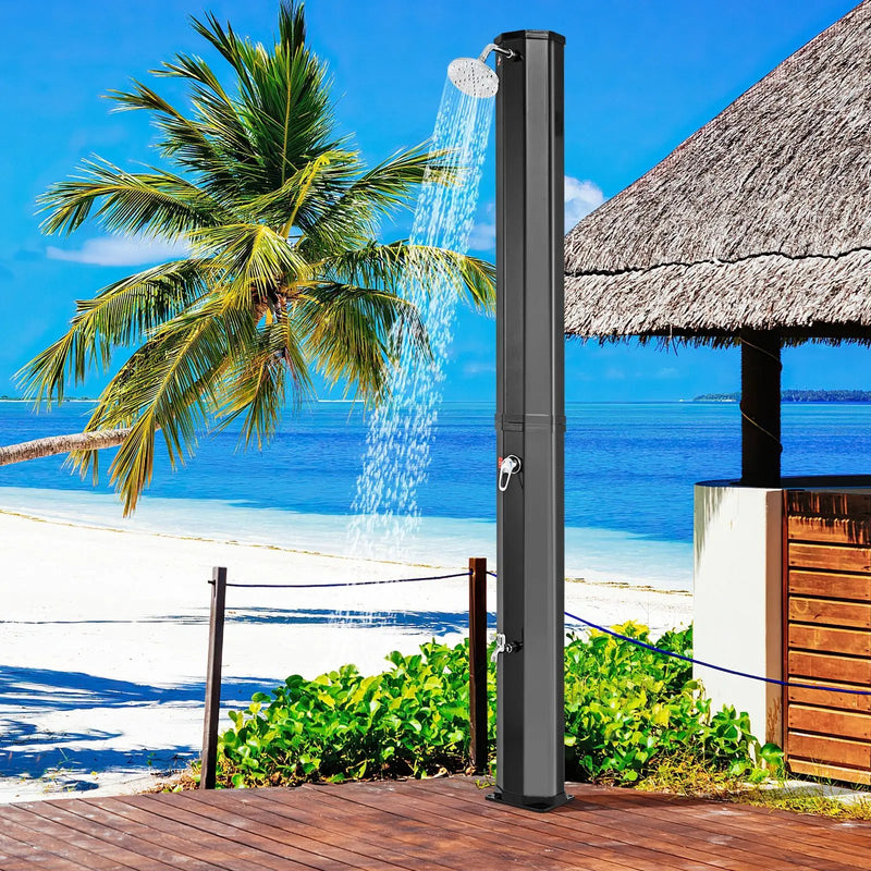 7.5 Feet 15.9 Gallon Solar Heated Outdoor Shower with Shower Head-Black by DirectDeals