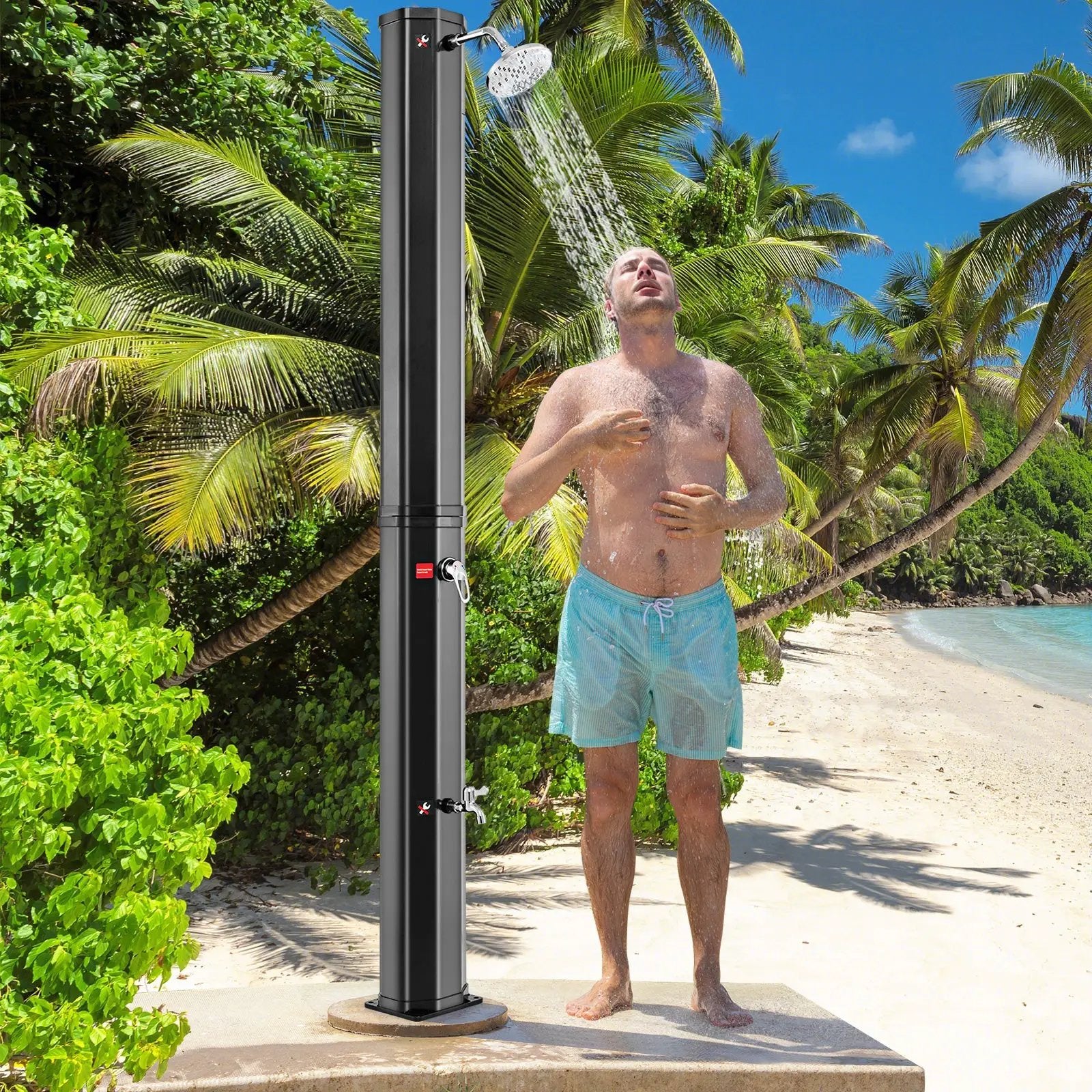 7.5 Feet 15.9 Gallon Solar Heated Outdoor Shower with Shower Head-Black by DirectDeals