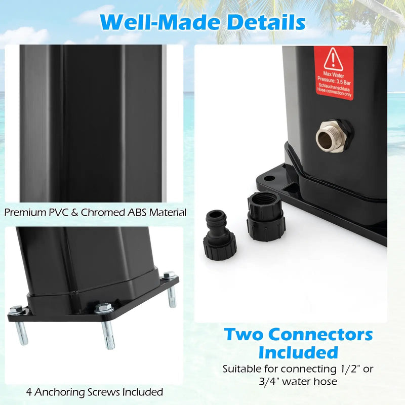 7.5 Feet 15.9 Gallon Solar Heated Outdoor Shower with Shower Head-Black by DirectDeals