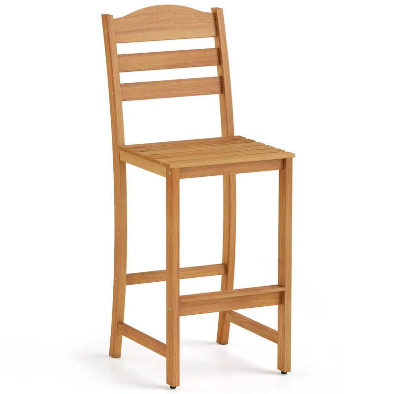 Acacia Wood Bar Stools with Curved Backrest - 400 LBS Capacity by DirectDeals