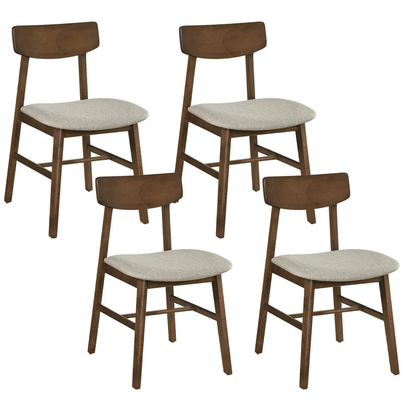 Solid Rubber Wood Dining Chairs Set of 4 with Curved Backrest by DirectDeals