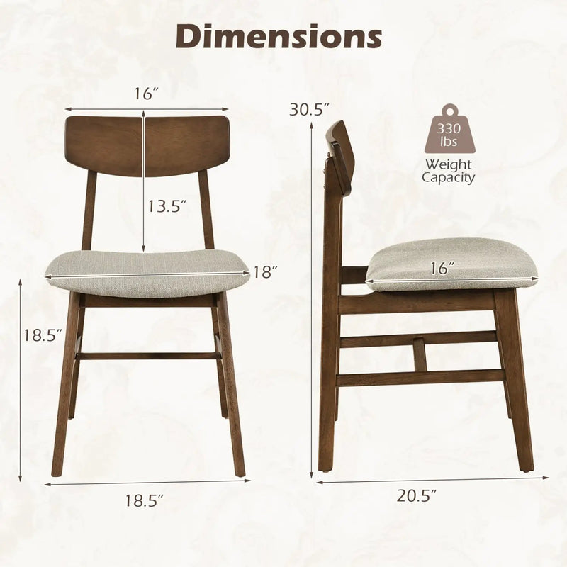 Solid Rubber Wood Dining Chairs Set of 4 with Curved Backrest by DirectDeals