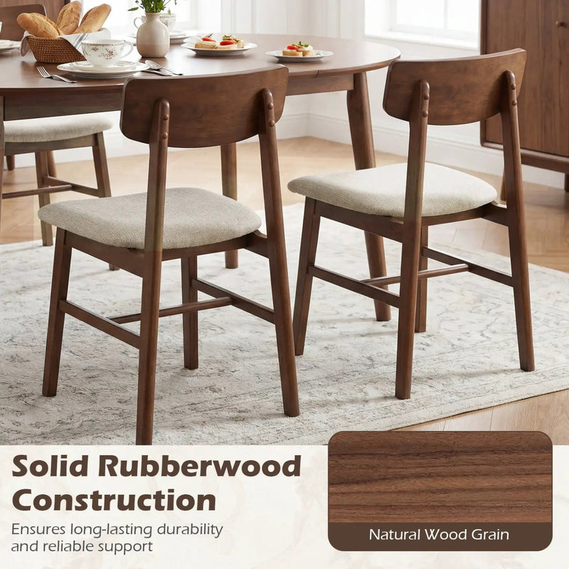 Solid Rubber Wood Dining Chairs Set of 4 with Curved Backrest by DirectDeals