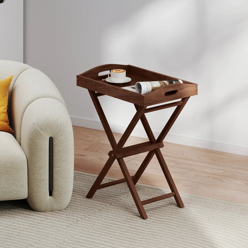 Solid Teak Wood Tray Table with Removable Tray Top for Patio and Garden by DirectDeals