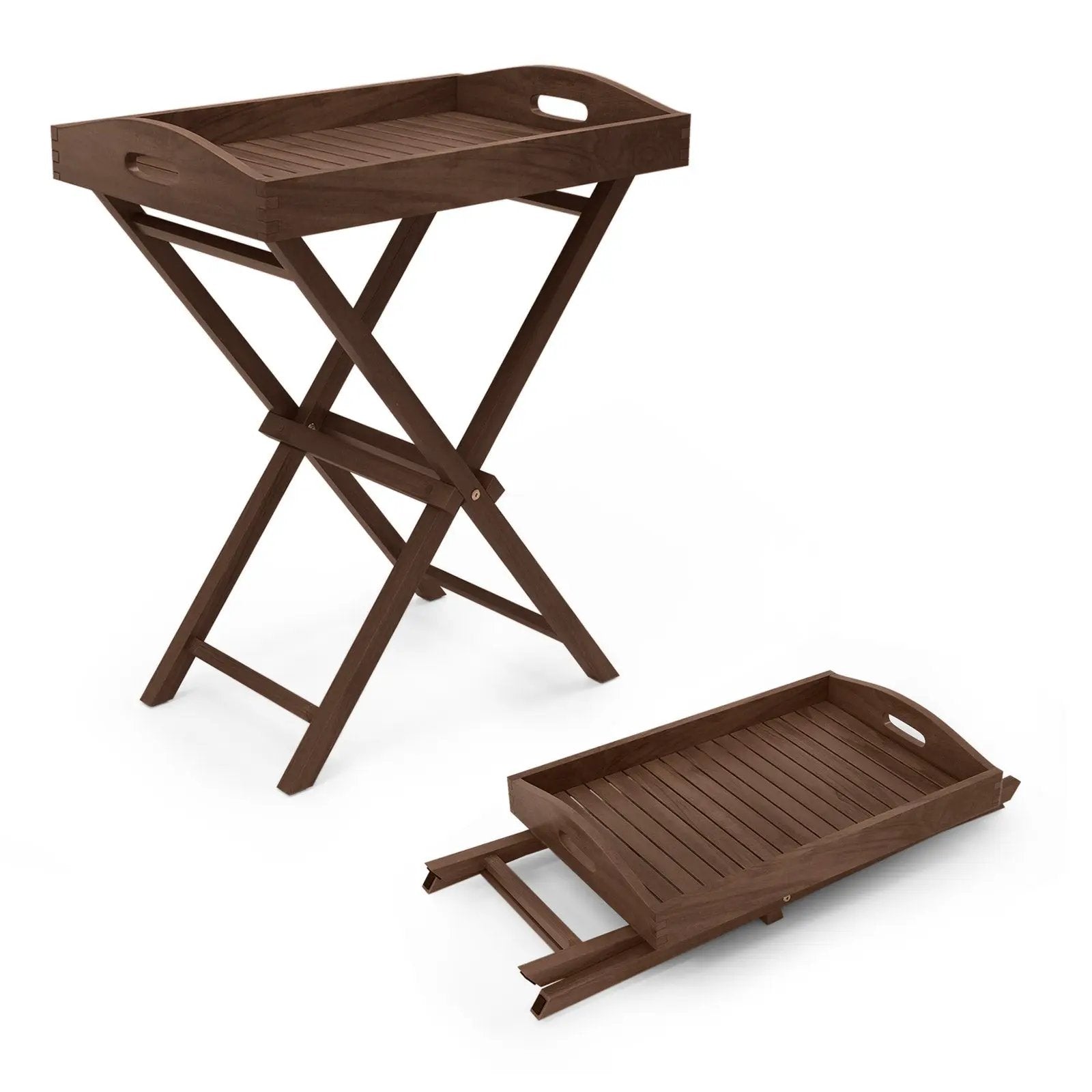 Solid Teak Wood Tray Table with Removable Tray Top for Patio and Garden by DirectDeals