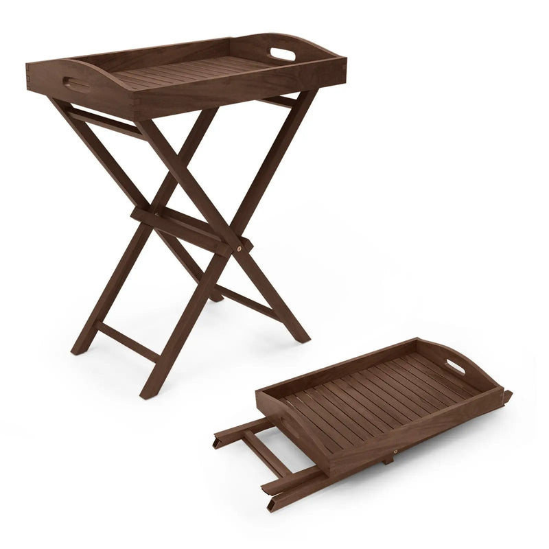 Solid Teak Wood Tray Table with Removable Tray Top for Patio and Garden by DirectDeals