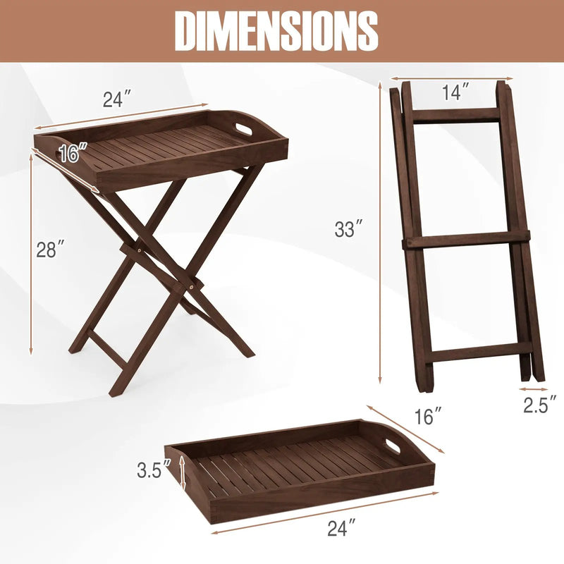 Solid Teak Wood Tray Table with Removable Tray Top for Patio and Garden by DirectDeals