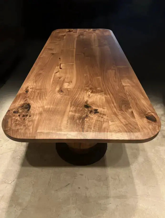 Solid Walnut Wood Edge Glued Dining Table With Wooden Tulip Legs, photo 3 of 5