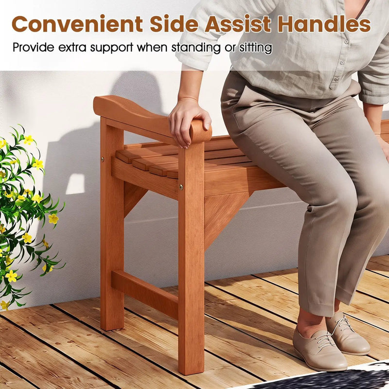 Solid Wood Backless Garden Bench with Support Handles by DirectDeals