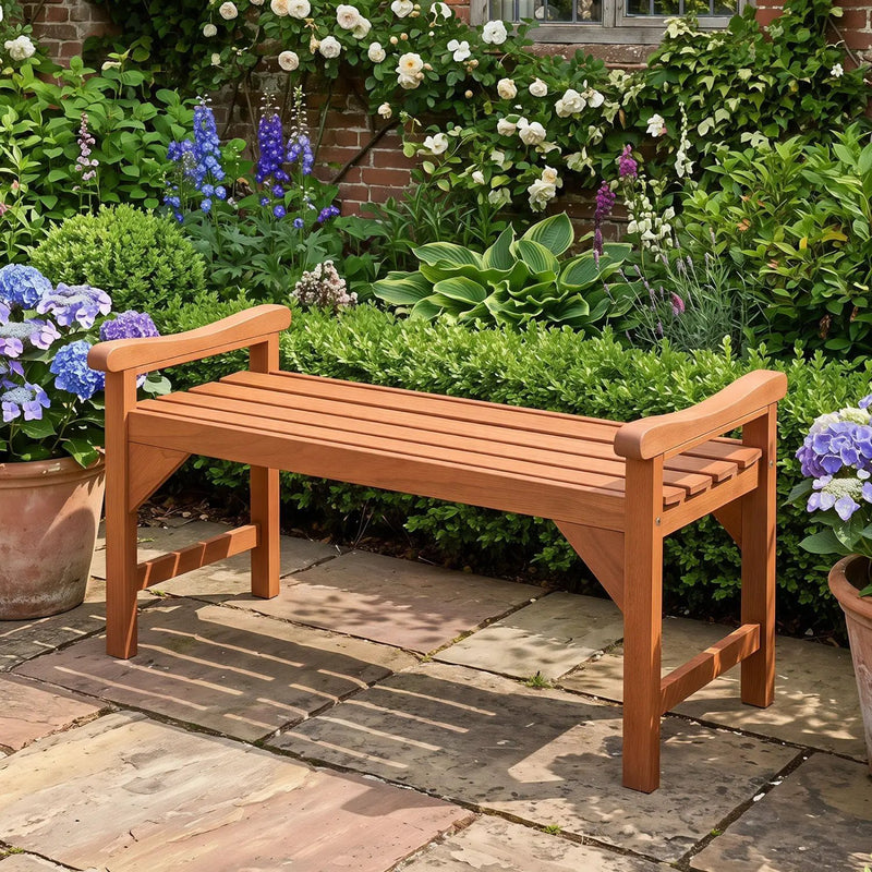 Solid Wood Backless Garden Bench with Support Handles by DirectDeals