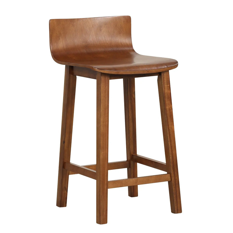 Wood Bar Stools Set of 2 with Solid Back and Seat by DirectDeals