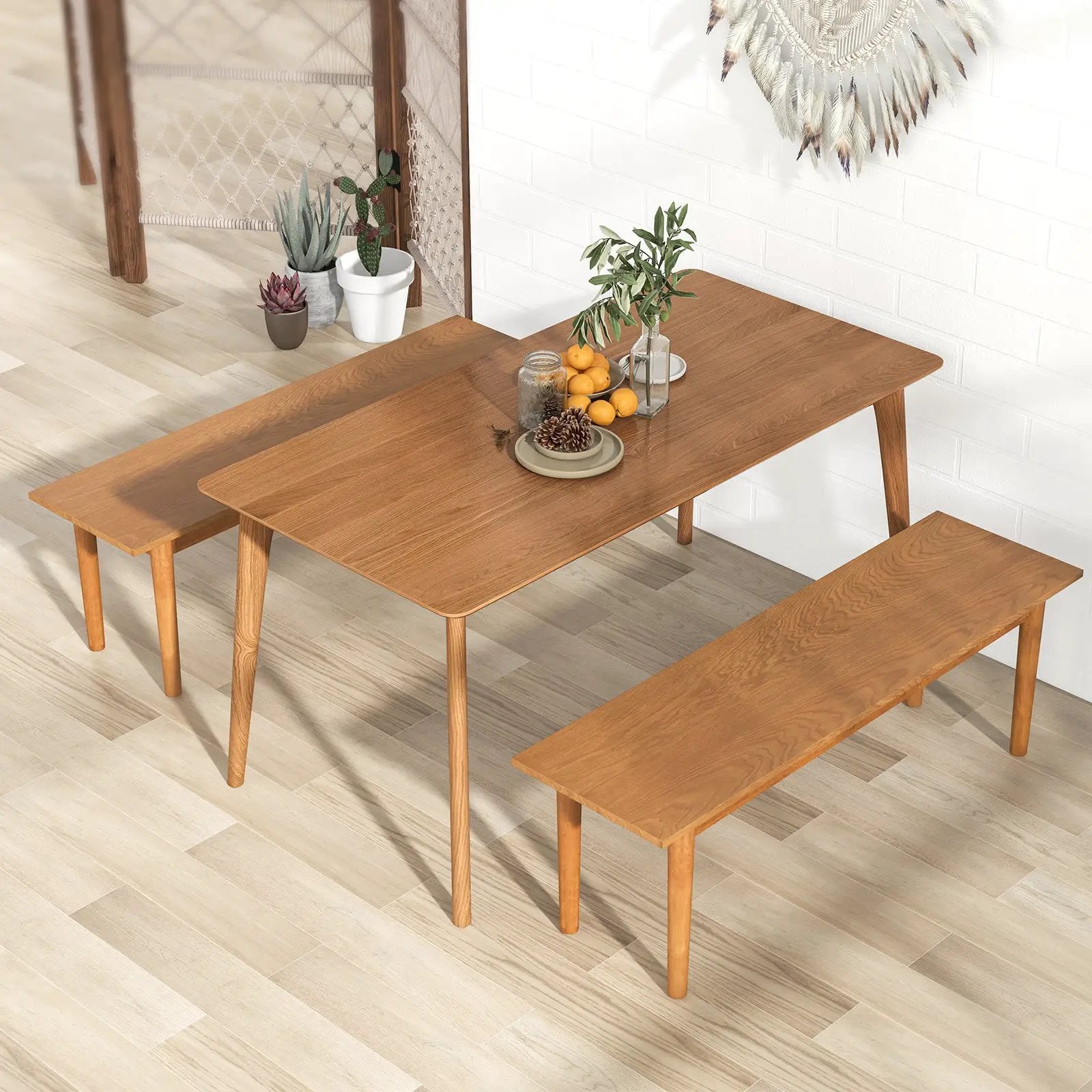 Solid Wood Dining Bench Entryway Bench with Rubber Wood Legs by DirectDeals