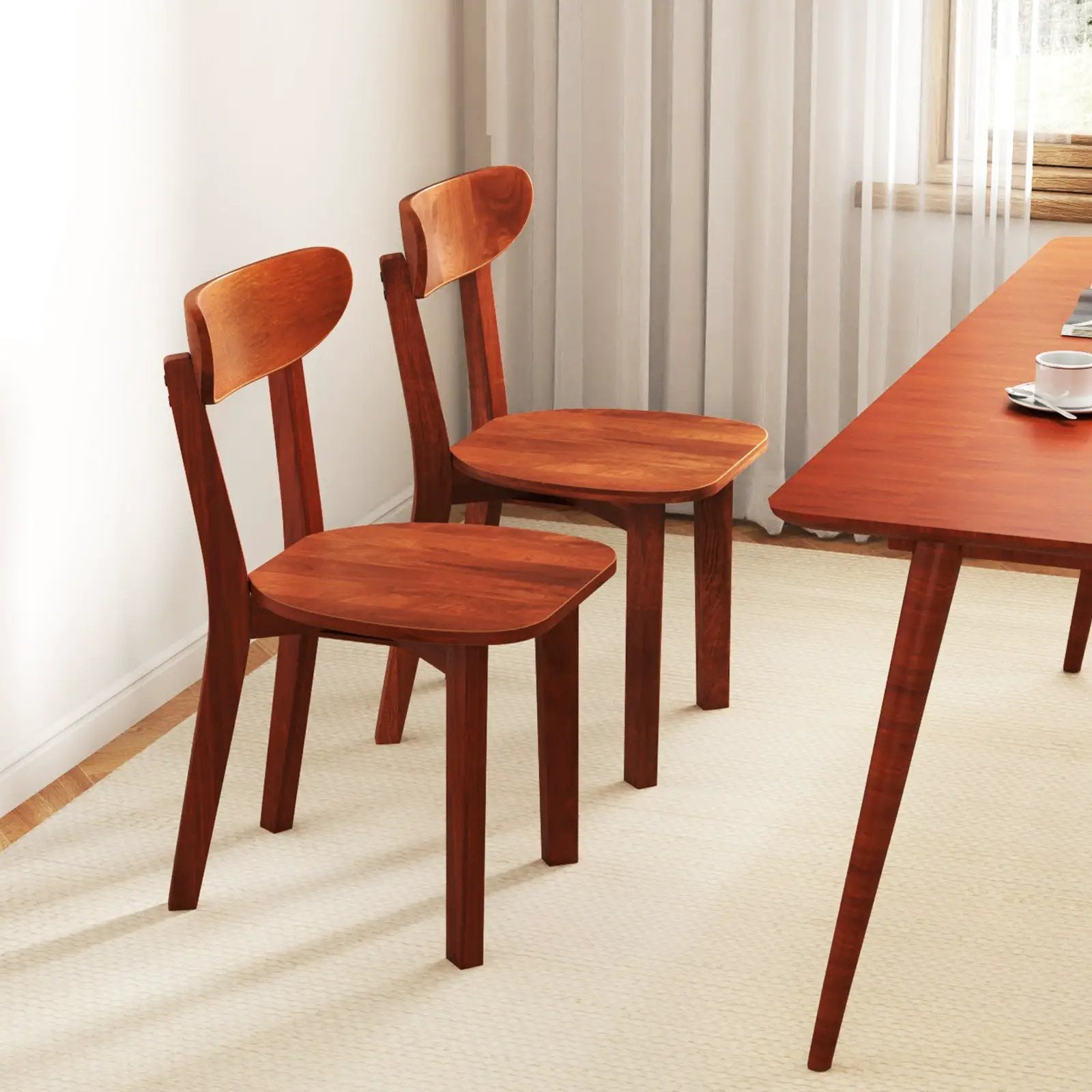 Solid Wood Dining Chair Set of 2 with Curved Backrest and Rubber Wood Frame-Espresso by DirectDeals