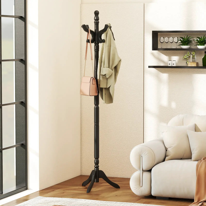 Solid Wood Hall Tree with 11 Hooks and 3 Height Options for Entryway by DirectDeals