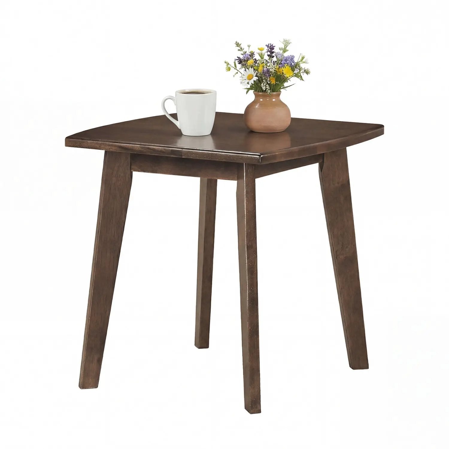 Solid Wood Side Table Square End Table with Thickened Top and Curved Edge by DirectDeals