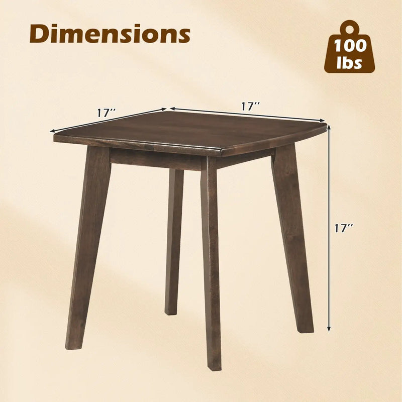 Solid Wood Side Table Square End Table with Thickened Top and Curved Edge by DirectDeals