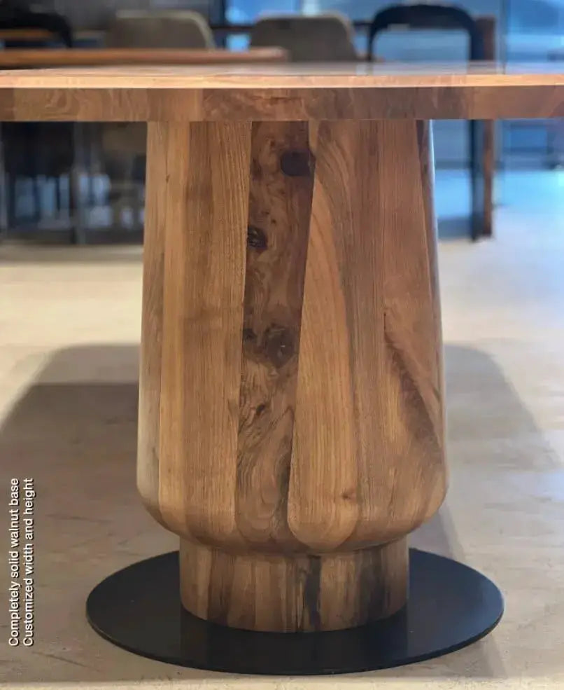Solid Walnut Wood Edge Glued Dining Table With Wooden Tulip Legs, photo 2 of 5