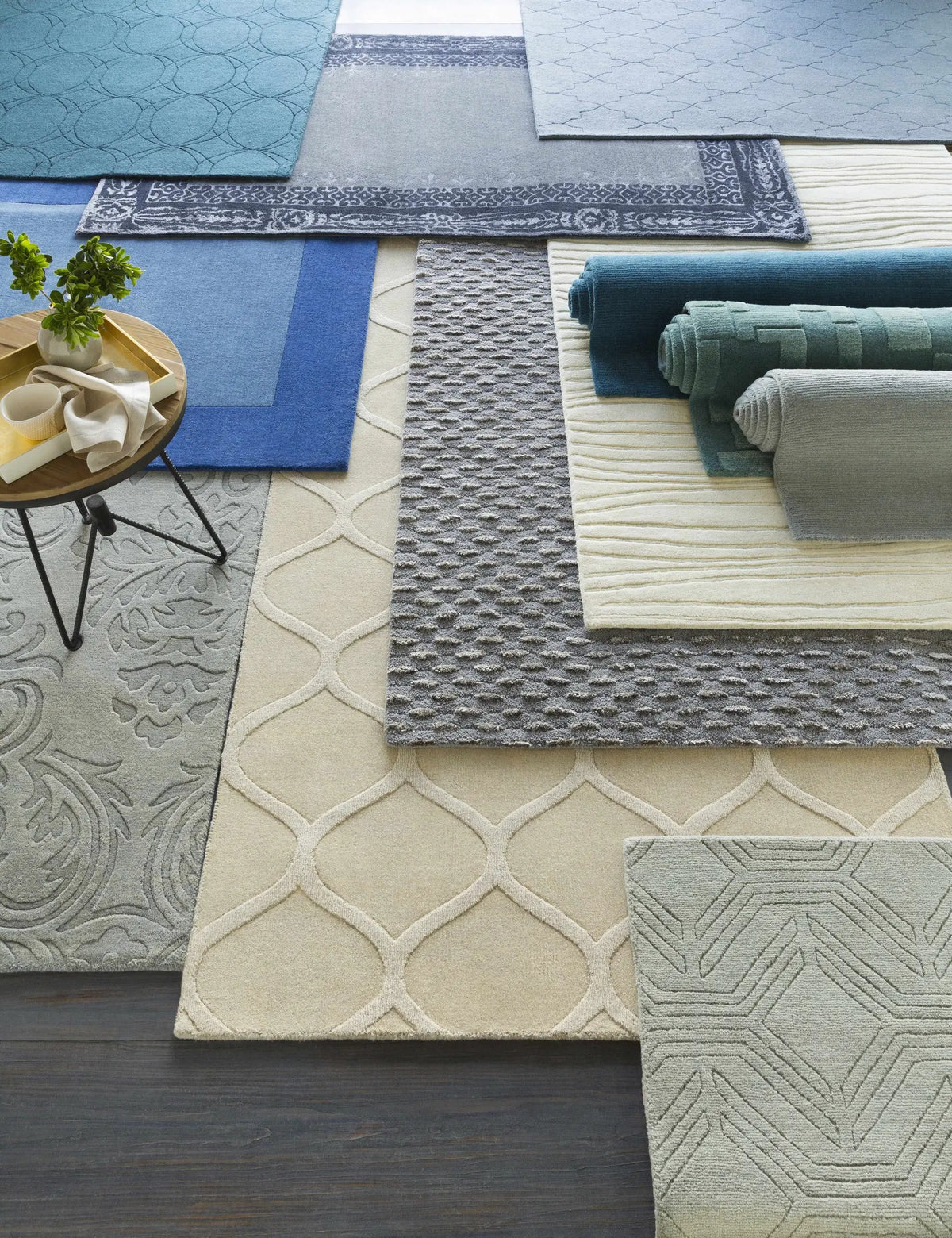 Macedon Blue Bordered Wool Rug, photo 7 of 19