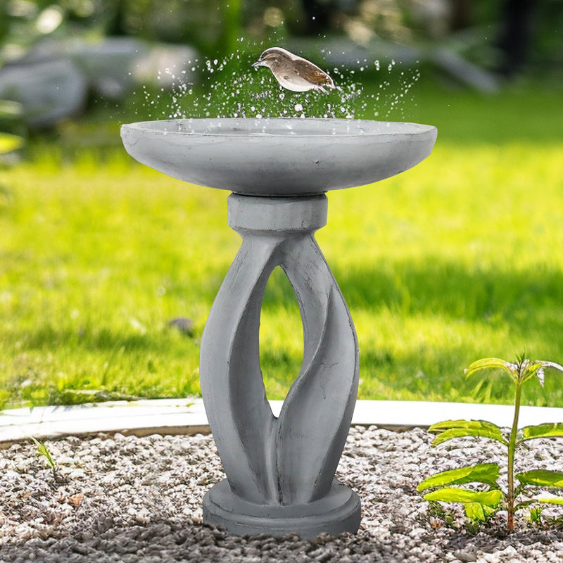 Concrete Bird Bath Contemporary Twin Cutout 22 Inch, photo 2 of 11