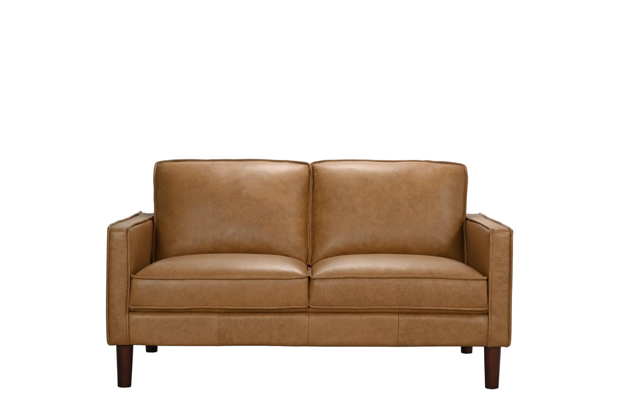 Soria Saddle Brown Top-Grain Leather Loveseat by Ornate Furniture