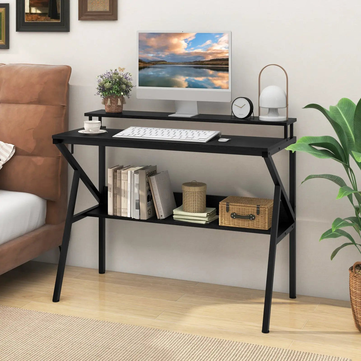 Space Saving Computer Desk with Monitor Stand and Extra Storage Shelf for Work Study, photo 22 of 32