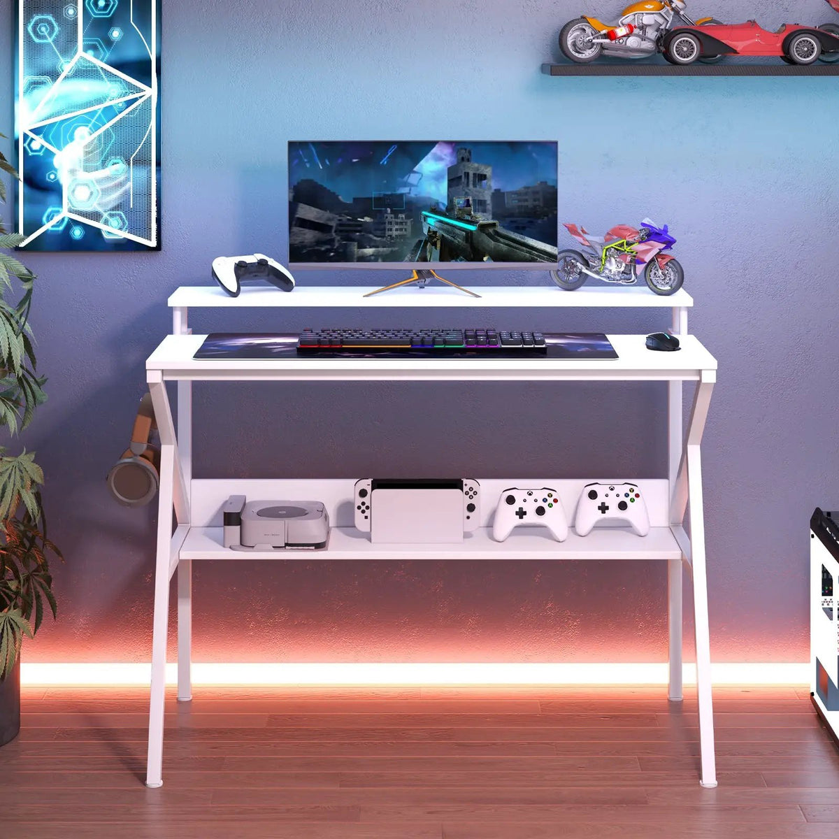 Space Saving Computer Desk with Monitor Stand and Extra Storage Shelf for Work Study, photo 6 of 32