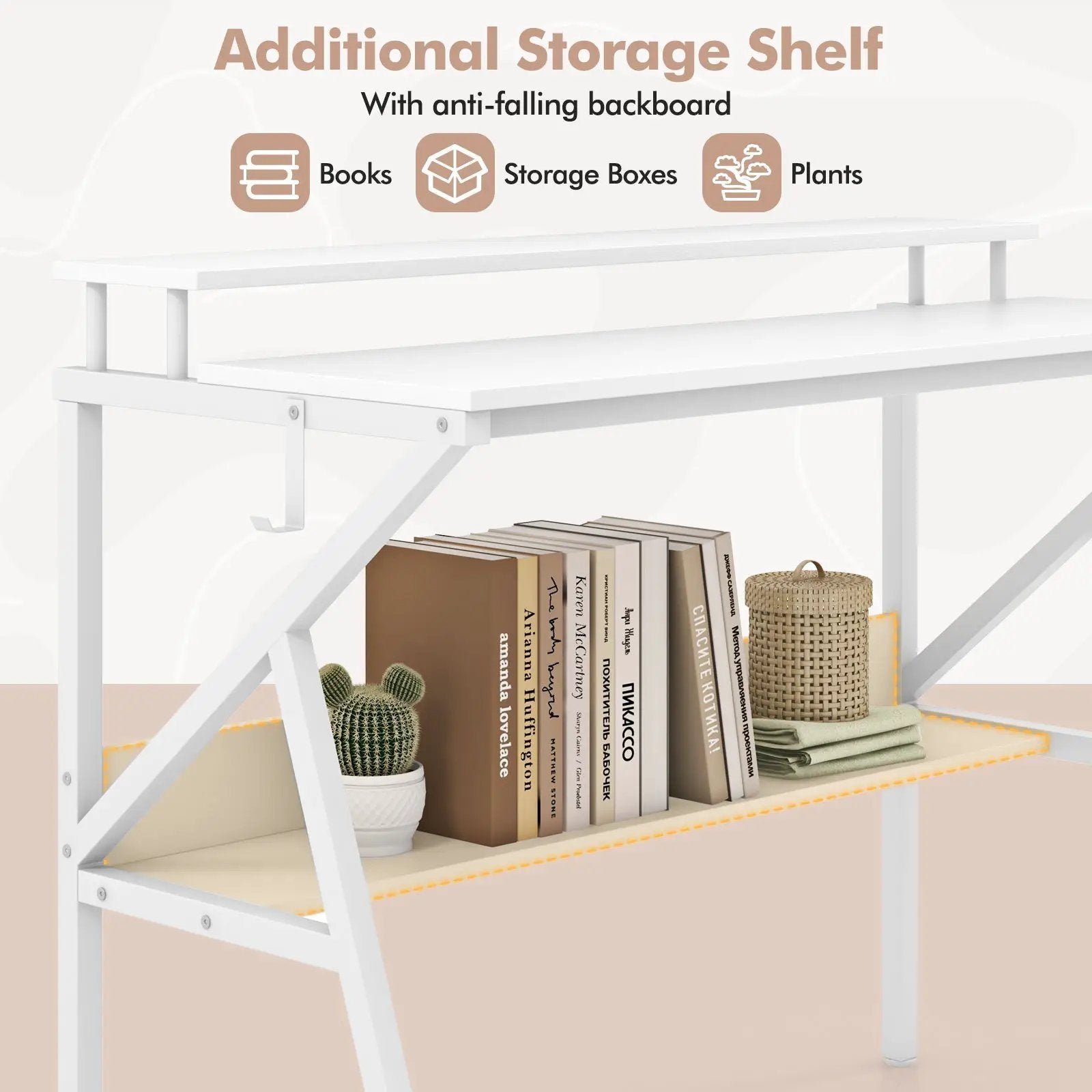 Space Saving Computer Desk with Monitor Stand and Extra Storage Shelf for Work Study by DirectDeals