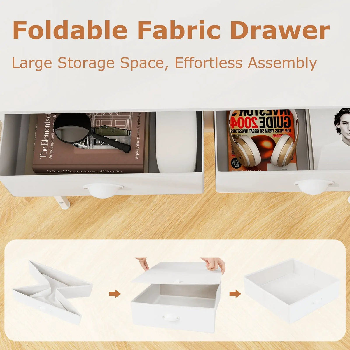 Space Saving Home Office Desk with 2 Fabric Drawers and 4 Hanging Hooks, photo 16 of 16