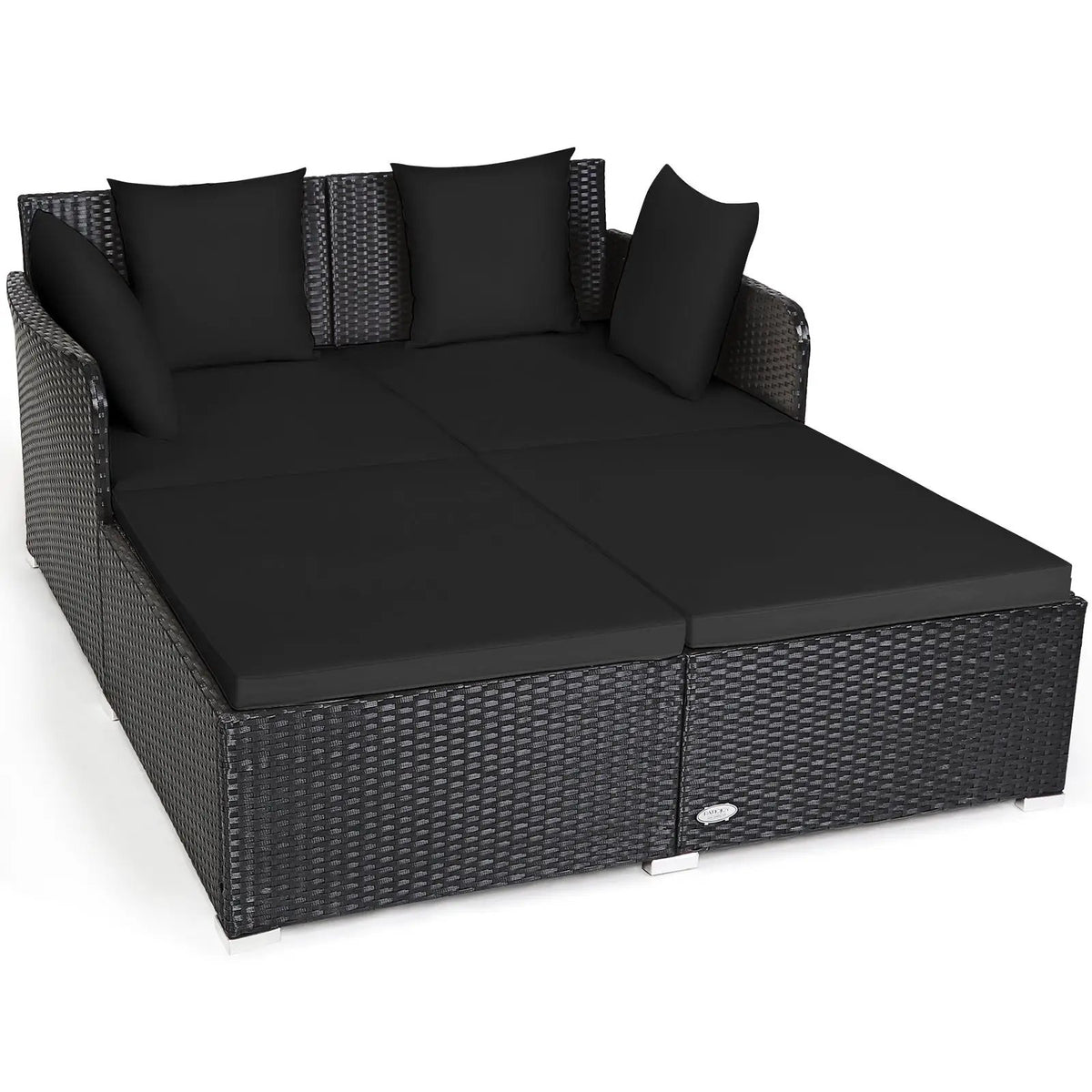 Spacious Outdoor Rattan Daybed with Upholstered Cushions and Pillows, photo 6 of 6