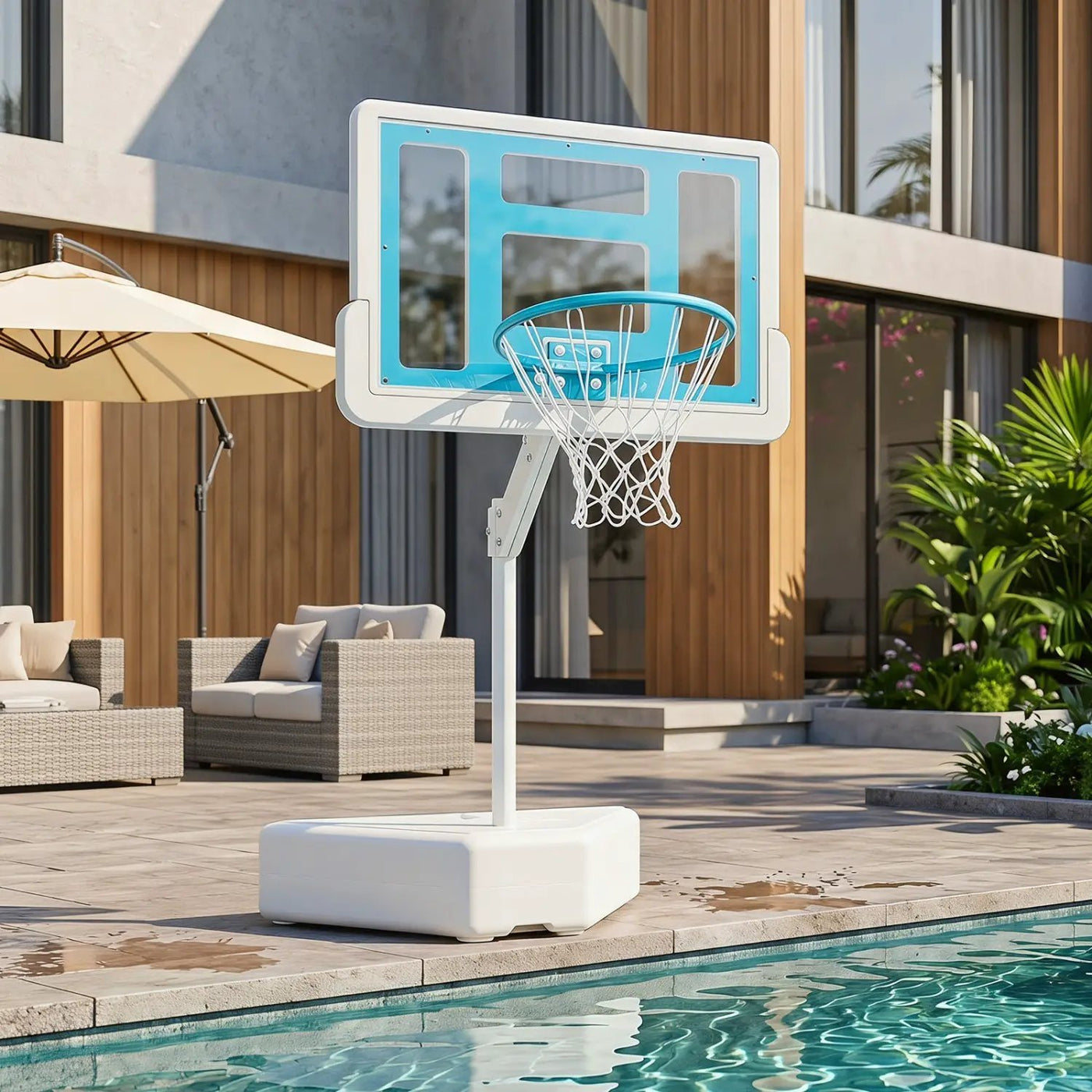 Pool Basketball Hoop with Adjustable Height & 2 Balls by DirectDeals