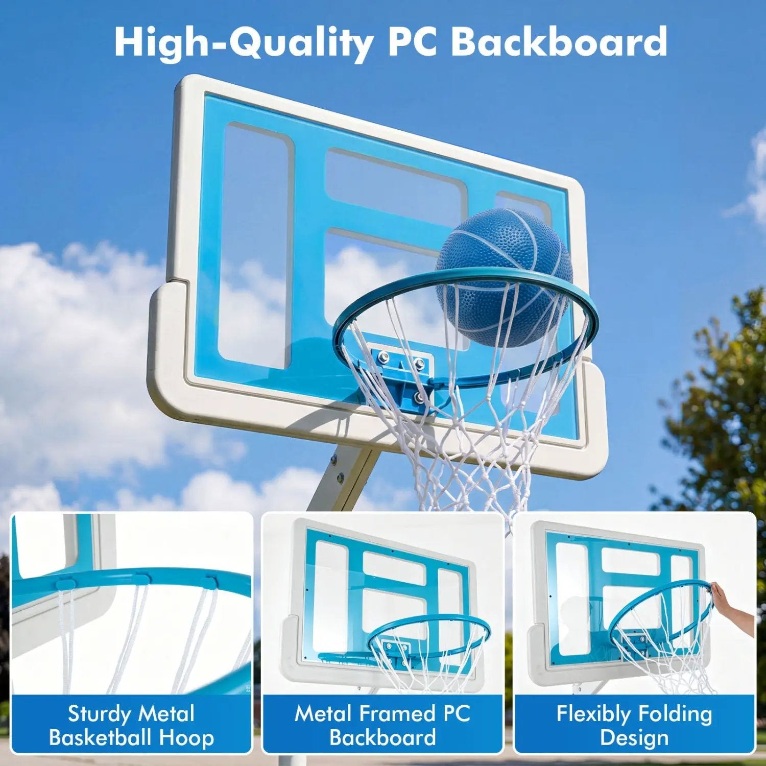 Pool Basketball Hoop with Adjustable Height & 2 Balls by DirectDeals
