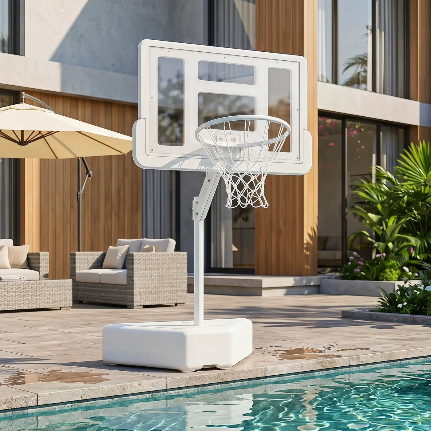 Pool Basketball Hoop with Adjustable Height & 2 Balls by DirectDeals