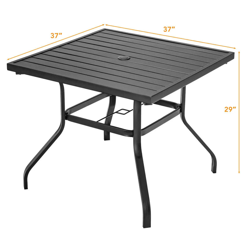 37 Inch Square Patio Dining Table with Umbrella Pole Hole by DirectDeals