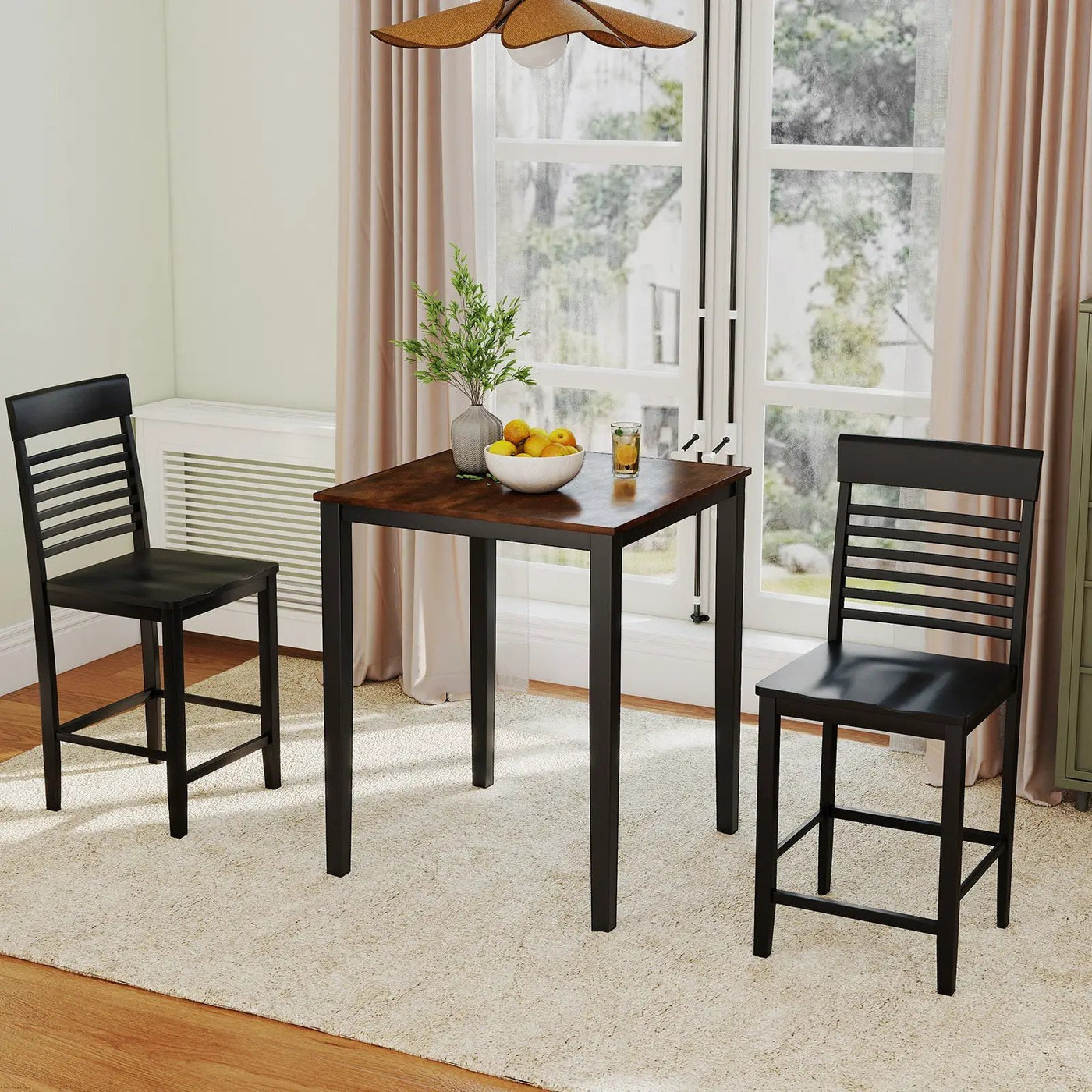 Square Dining Table with Solid Wood Frame for 4-Person by DirectDeals