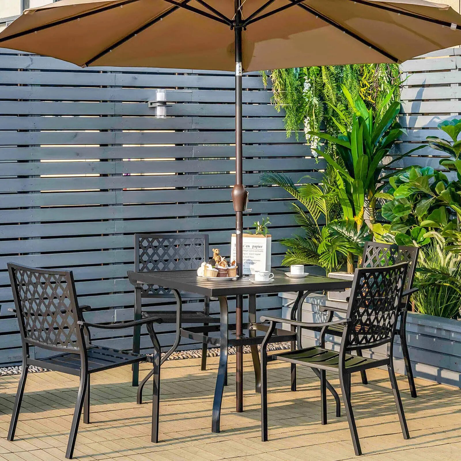 37 Inch Square Patio Dining Table with Umbrella Pole Hole by DirectDeals