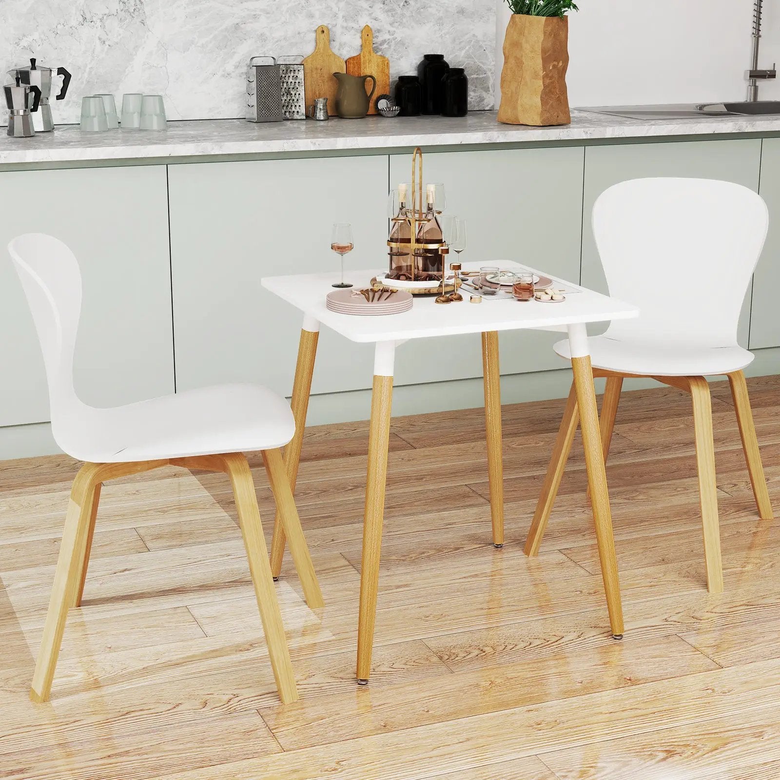 Square Dining Table with Adjustable Foot Pads for Dining Room Kitchen-White by DirectDeals