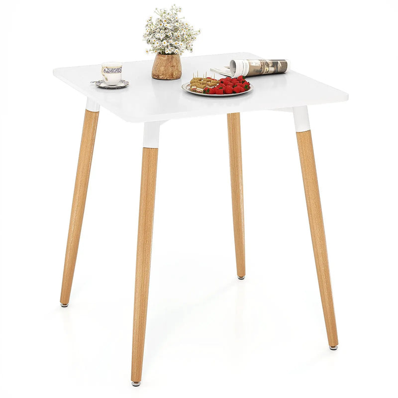 Square Dining Table with Adjustable Foot Pads for Dining Room Kitchen-White by DirectDeals