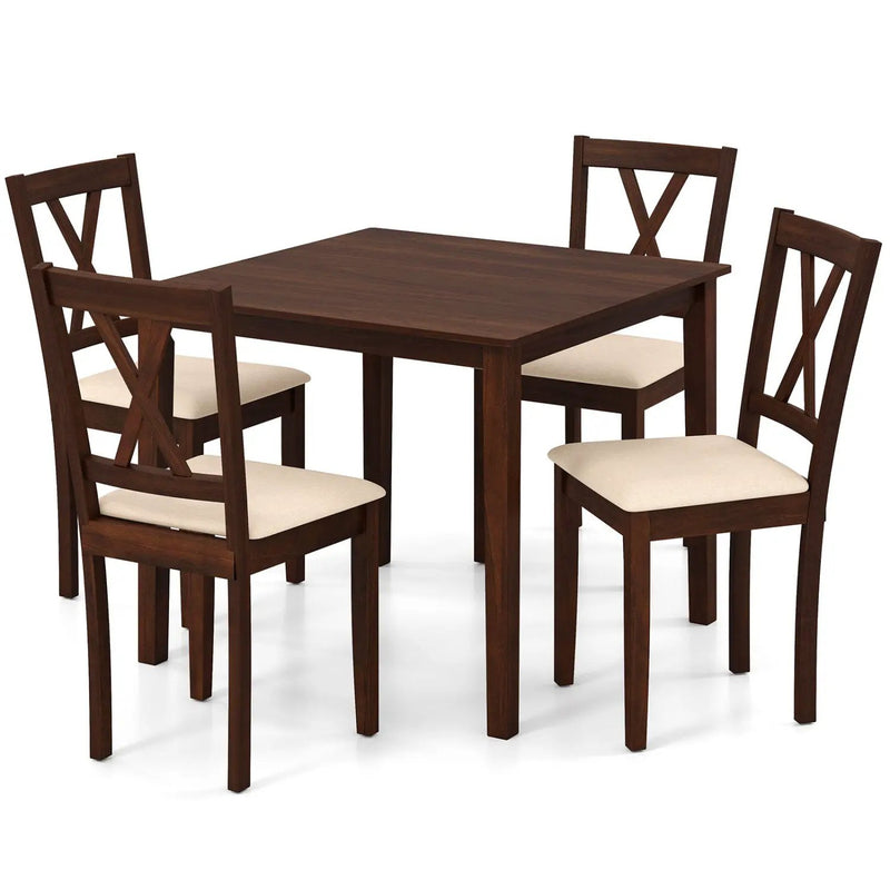Square Kitchen Table and 4 Armless Chairs Set for 4 by DirectDeals