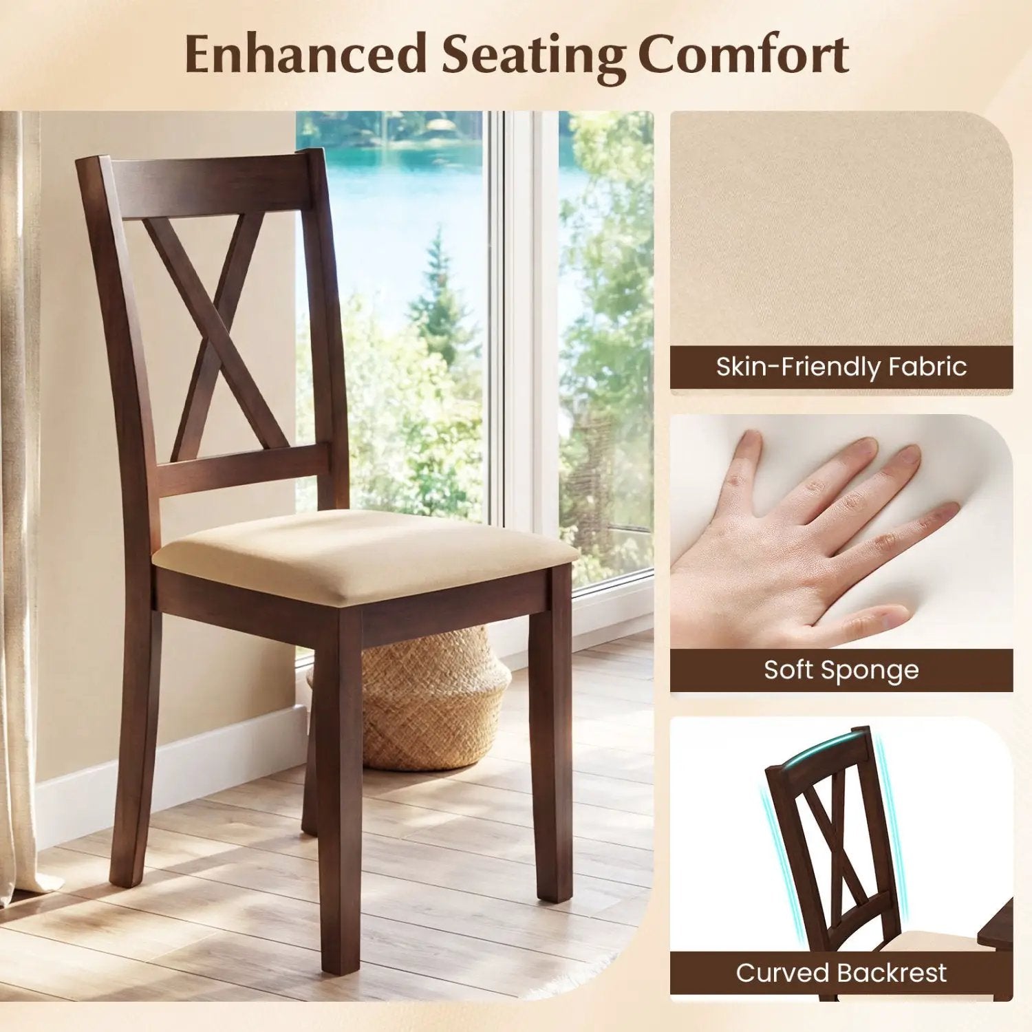 Square Kitchen Table and 4 Armless Chairs Set for 4 by DirectDeals
