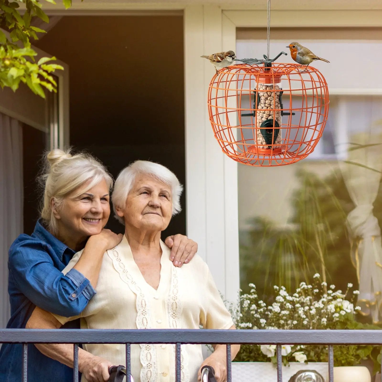 Squirrel-Proof Pumpkin Bird Feeder with Cage and 4 Metal Ports by DirectDeals